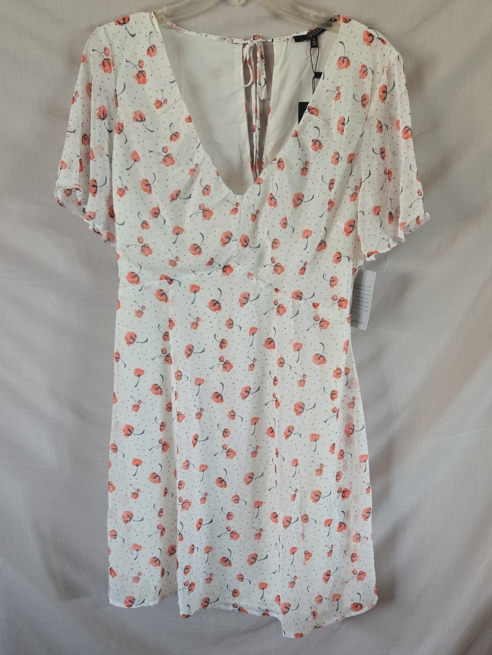 19 Cooper White Mini Dress with Coral Floral Motif